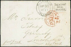 Falkland Islands. The Black Frank. 1871 (30 Mar.) entire ex the ...