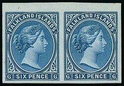 Falkland Islands. 1878-79 Bradbury Wilkinson 1d. brown, 6d. blue and ...