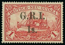New Guinea. 1914-15 on German New Guinea, 6mm. setting, 1s. on 1m. ...