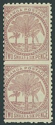 Samoa. 1886-1900 Palm Trees, perf 11 2/6d. deep purple vertical pair, ...