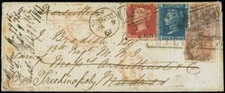 Great Britain. 1855-57. 6d. lilac, used with 1d. Stars and 2d. Plate ...