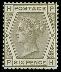 Great Britain. 1880-83. 6d. grey, PH, Plate 18 imperforate imprimatur ...