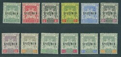 Malaya. Collections. A group of sets all perforated "specimen" ...