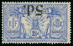 New Hebrides. 1924 '5d.' on 2½d. ultramarine, variety surcharge ...