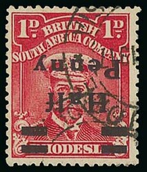 Rhodesia. 1913-24 Admiral Issue. 1917 Livingstone Provisional ½d. on ...