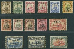 Cameroon. 1915 (12 July). ½d. on 3pf. to 5/- on 5m. set of fourteen ...