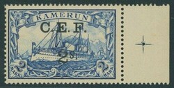 Cameroon. 1915 (12 July). 2/- on 2m. blue, variety inverted 's', ...