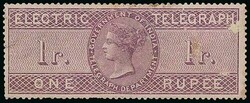 India. Telegraphs. 1860 Electric Telegraph. Issued Stamps. 1r. ...