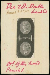 India. Telegraphs. 1869-78 Issue. Die Proofs. Double-headed die proof ...