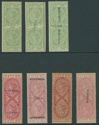 India. Telegraphs. 1869-78 Issue. Die Proofs. 28r.8a and 50r. group ...
