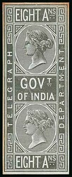 India. Telegraphs. 1869-78 Issue. Die Proofs. 8a. stamp-size die ...