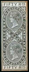 India. Telegraphs. 1869-78 Issue. Die Proofs. 50r. stamp-size die ...