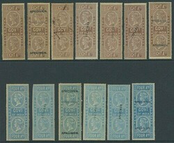 India. Telegraphs. 1869-78 Issue. Issued Stamps. 4a. and 8a. group ...