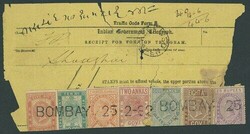 India. Telegraphs. 1869-78 Issue. Issued Stamps. Values to 25r. on ...