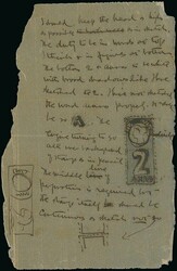 India. Telegraphs. 1890-91 Issue. Essay. Artist's sketch with notes ...