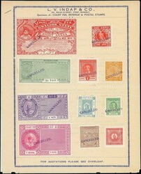 Indian States. Miscellaneous. L.V. Indap & Co samples sheet bearing ...