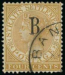 British Post Office in Siam (Bangkok). 1882-85 Watermark Crown CA. 4c ...