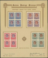 Burma. 1938 (Feb.) set of seven decorative approval cards each headed ...