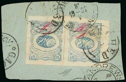Iran. 1902 Meched Issue. 12ch. light blue on meshed paper, horizontal ...