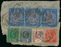 Malaya. Straits Settlements. 1921-33 Script $25 pair and single used ...