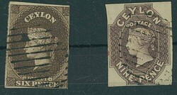 Ceylon. 1857-59 Watermark Star 6d. deep brown, good margins on three ...