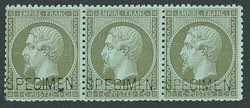 France. 'Empire dentele' 1862. 1c. olive-green horizontal strip of ...