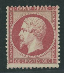 France. 'Empire dentele' 1862. 80c. rose centred to top, large part ...