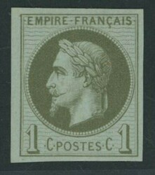 France. 'Empire Laure' 1862-70. 1c. bronze-green 'Rothschild print' ...