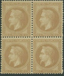 France. 'Empire Laure' 1862-70. 10c. bistre Type I, block of four, ...