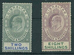 Gibraltar. 1903 CA ½d. to £1 set of ten with an additional 2/- ...