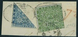 Nova Scotia. 1851-60 Issue. 3d. deep blue bisected diagonally and 6d. ...