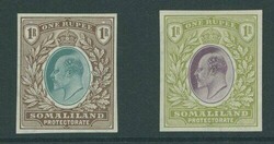 Somaliland. 1903 1r. imperforate colour trials (2) in brown and teal ...