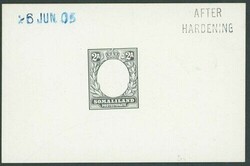 Somaliland. 1905 2a. frame only master die proof in black on white ...