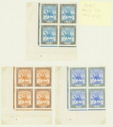 Sudan. 1927-41 issue. imperforate colour trials: 10p. in nine ...