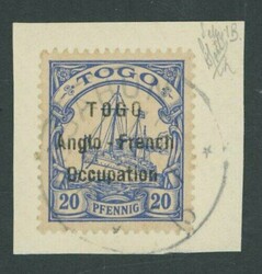 Togo. Setting 1. Lines 3mm. Apart. 20pf. ultramarine from Setting 1b ...