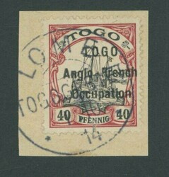 Togo. Setting 1. Lines 3mm. Apart. 40pf. black and carmine on piece ...