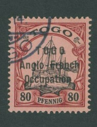 Togo. Setting 2. Lines 2mm. Apart. 80pf. black and carmine on rose, ...