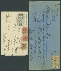 Transvaal. 1901-08 pair of covers comprising 1901 (Nov.) printed ...