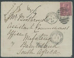 Bechuanaland. Covers and Cancellations. Incoming Mail: 1887 (9 Feb.) ...