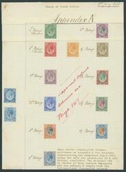 South Africa. 1913-24 King's Head Issue. De La Rue Appendix Sheets. ...