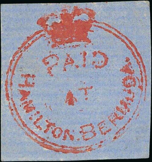 Bermuda. 1861 Postmaster's Stamp, W.B. Perot. (1d.) carmine-red on ...