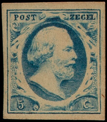 1d, 5ct donkerblauw op licht getint papier, plaat II positie 45, fris ...