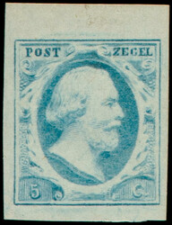 1n, 5ct lichtblauw plaat IV positie 52, postfris met volledige ...