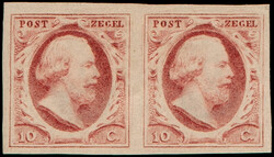 2b, 10ct karmijn plaat I positie 68-69, in ongebruikt horizontaal ...