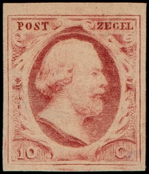 2q, 10ct rood op dun papier, plaat X positie 30, vol- tot breedrandig ...