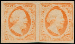 3c, 15c oranje plaat I pos. 13-14, in ongebruikt horizontaal paar met ...