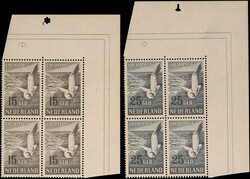 LP12/LP13, 15gld en 25gld Zeemeeuw, in luxe postfrisse hoekblokken ...