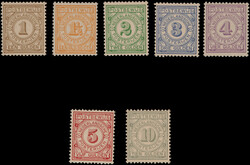 PW1/PW7, 1gld t/m 10gld Cijfer Postbewijszegels, complete postfrisse ...