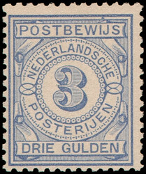 PW4, 3gld blauw Postbewijszegel, postfris, pracht ex., cert. NKD, ...