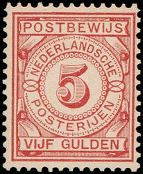 PW6, 5gld rood Postbewijszegel, postfris, pracht ex., cert. NKD, geen ...